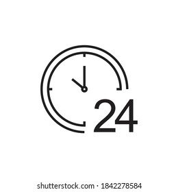 24 hour, clock icon isolated on white background