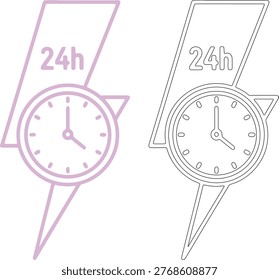 24 hour clock inside lightning bolt time twentyfour