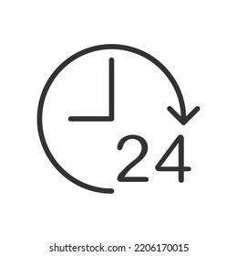 24 hour clock outline vector icon 24 hour clock stock vector icon for web, mobile app and ui design