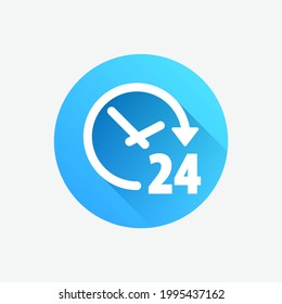 24 Hour Clock Service Support Color Outline Vector Icon