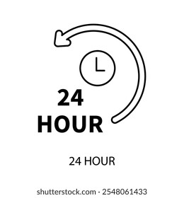 24 hour concept line icon. Simple element illustration. 24 hour concept outline symbol design.