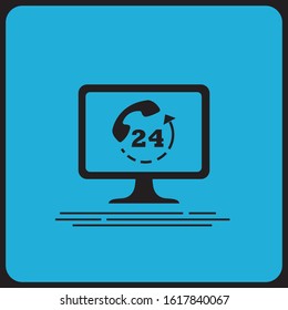 24 Hour Customer Help Icon With Blue Background