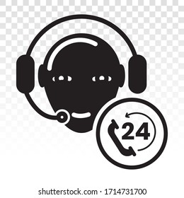 24 hour customer phone service vector flat icons for apps and websites on a transparent background