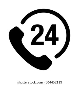 24 hour customer phone service flat vector icon for apps and websites