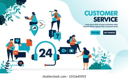 24 Hour Customer Service Help Users Stock Vector (Royalty Free ...