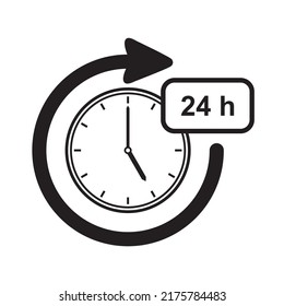 24 hour customer service sign icon on a white background.