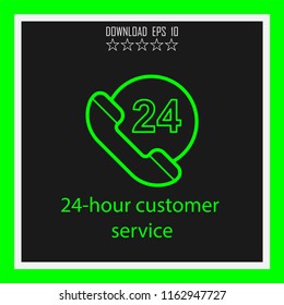 24- hour customer service vector icon