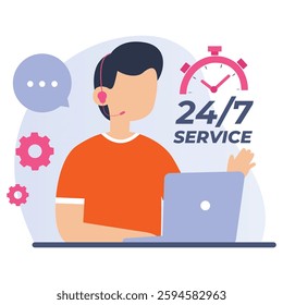  24 hour customer serviceVector Illustration Which can easily modify or edit Which can easily modify or edit

