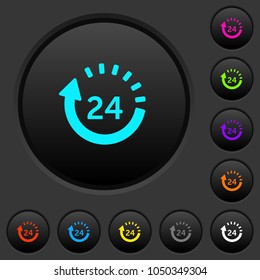 24 hour delivery dark push buttons with vivid color icons on dark grey background