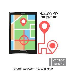 Entrega las 24 horas. El icono. Estilo plano. Para tu diseño.