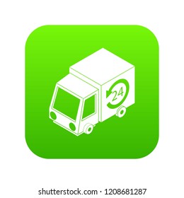 24 hour delivery icon green vector isolated on white background