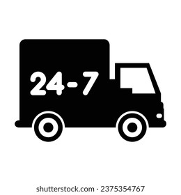 24 Hour Delivery Icon, Vector Graphics