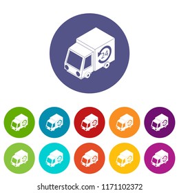 24 hour delivery icons color set vector for any web design on white background