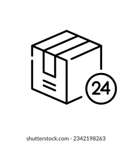 24 hour delivery. Parcel shipment and logistics. Pixel perfect, editable stroke