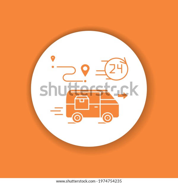 24 hour delivery under the door glyph icon.\
Freight transport sign. Express shipping. Sign for web page, app.\
UI UX GUI design element
