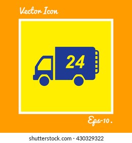 24 hour Delivery Van Icon. Eps-10.