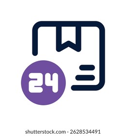 24 hour duotone icon. Sleek and modern vector icon for websites, mobile apps, marketing materials, and corporate design. Fully scalable and ready to use.