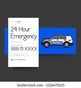 24 Hour Emergency App with SUV UX and UI For Phone Screen