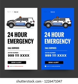 24 Hour Emergency App with SUV UX and UI For Phone Screen