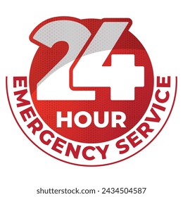 24 hour emergency service label design vector