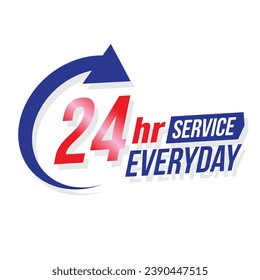 24 hour everyday service vector design illustration