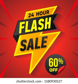 24 hour Flash Sale banner. Vector illustration
