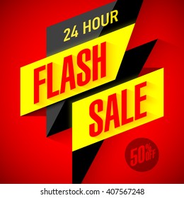 24 Hour Flash Sale Banner. Vector Illustration.