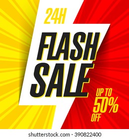 24 hour Flash Sale bright banner. Vector illustration.