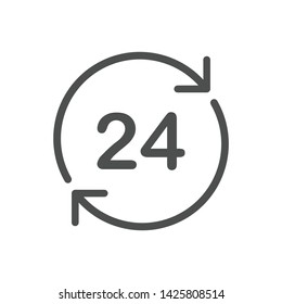 24 hour flat icon isolated on white background. round the clock with arrows vector icon for web and ui design. time is money business concept