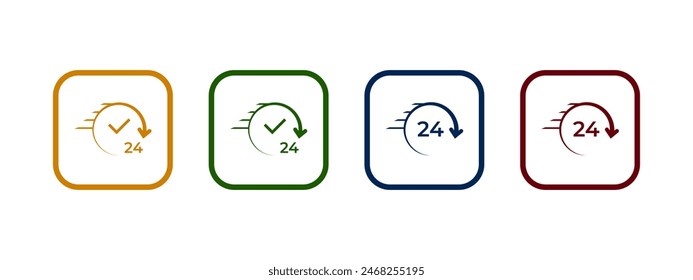 Icono de 24 horas. Siempre abra el conjunto de símbolos en un diseño de color diferente.