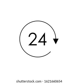 24 hour icon black vector illustration