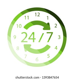 24 Hour Icon. Flat Color Ladder Design. Vector Illustration.