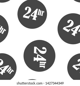 24 hour icon. Flat image time of clock. seamless pattern on a white background.