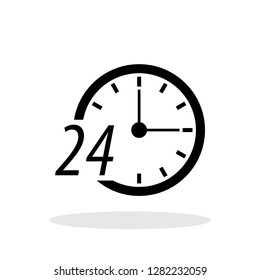 24 hour icon in flat style. 24 hour symbol for your web site design, logo, app, UI Vector EPS 10.