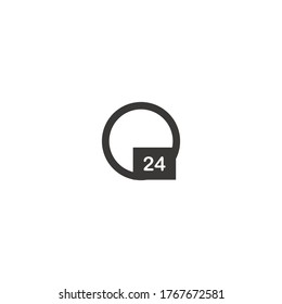 Icono de 24 horas. Diseño de símbolo de vector plano. Se puede usar para web y móvil.