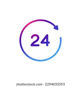 24 hour icon with gradient purple effect.