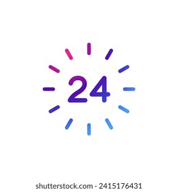 24-Stunden-Symbol mit Farbverlauf-violettem Effekt.
