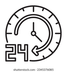 24 hour icon or logo illustration black style