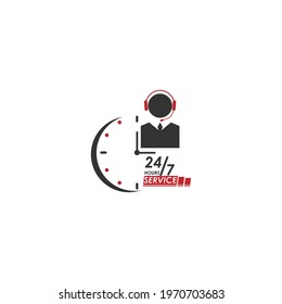 24 Hour icon logo vector illustration design template