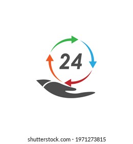 24 Hour icon logo vector illustration design template