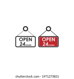24 Hour icon logo vector illustration design template