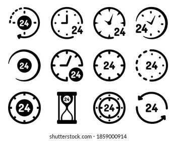 24 hour icon set - vector illustration .