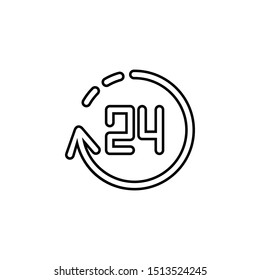 24 hour icon. Simple glyph, flat vector of time icons for ui and ux, website or mobile application