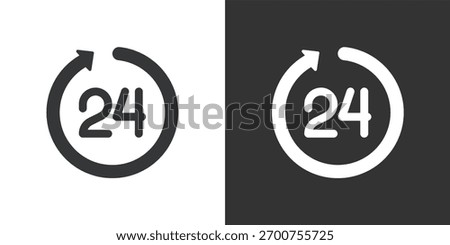 24 Hour icon. Solid glyph series icon