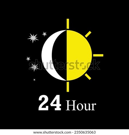 24 hour icon. twenty four hour sign, Day and Night Vector illustration