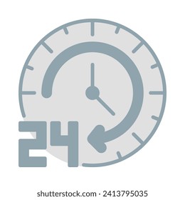 24-Stunden-Icon, Vektorgrafik oder Logo-Illustration, flach 