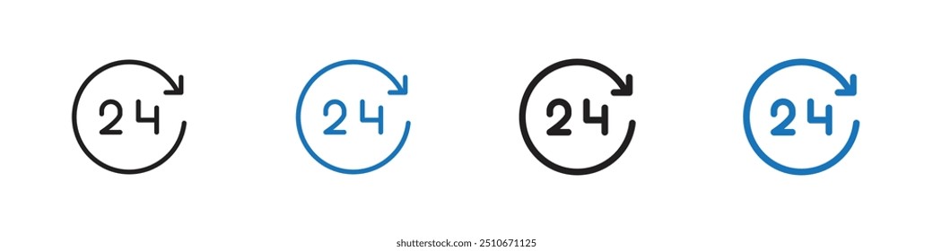 24 Hour icon Vector set outline