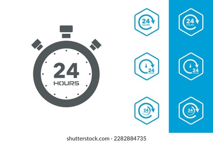 
24 hour icons are designed in a simple. Twenty four hour with arrow loop vector icon for apps and websites. easy to change colour and size in vector illustration