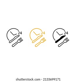24 hour icons  symbol vector elements for infographic web