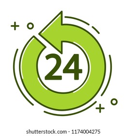 24 hour logo green background.